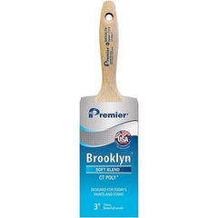 Premier Paint Roller - 3" Tapered Polyester Varnish Brush - 3-3/16" Bristle Length, 5-3/4" Wood Beavertail Handle - Eagle Tool & Supply