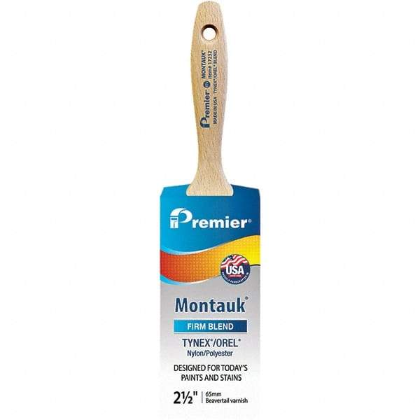 Premier Paint Roller - 2-1/2" Tapered Nylon/Polyester Varnish Brush - 2-15/16" Bristle Length, 5-1/2" Wood Beavertail Handle - Eagle Tool & Supply