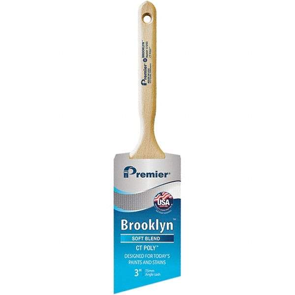 Premier Paint Roller - 3" Tapered Polyester Angular Brush - 3-3/16" Bristle Length, 7-1/2" Wood Sash Handle - Eagle Tool & Supply