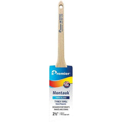 Premier Paint Roller - 2-1/2" Tapered Nylon/Polyester Trim Brush - 2-11/16" Bristle Length, 8" Wood Sash Handle - Eagle Tool & Supply