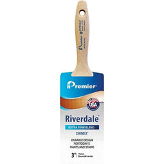 Premier Paint Roller - 3" Tapered Nylon Varnish Brush - 3-3/16" Bristle Length, 6" Wood Beavertail Handle - Eagle Tool & Supply