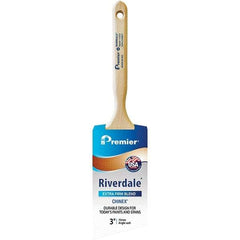 Premier Paint Roller - 3" Tapered Nylon Angular Brush - 3-3/16" Bristle Length, 7-1/2" Wood Sash Handle - Eagle Tool & Supply
