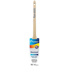 Premier Paint Roller - 1-1/2" Tapered Nylon/Polyester Trim Brush - 2-3/16" Bristle Length, 7" Wood Sash Handle - Eagle Tool & Supply