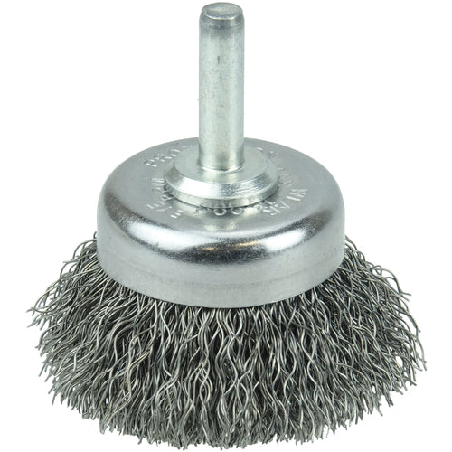 1 3/4″ Crimped Wire Utility Cup Brush, .0118″ Steel Fill, 1/4″ Stem - Eagle Tool & Supply