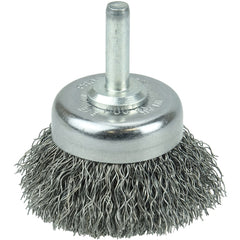 1 3/4″ Crimped Wire Utility Cup Brush, .0118″ Steel Fill, 1/4″ Stem - Eagle Tool & Supply