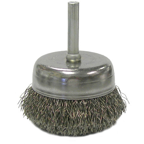 2″ Crimped Wire Utility Cup Brush, .0118″ Steel Fill, 1/4″ Stem - Eagle Tool & Supply