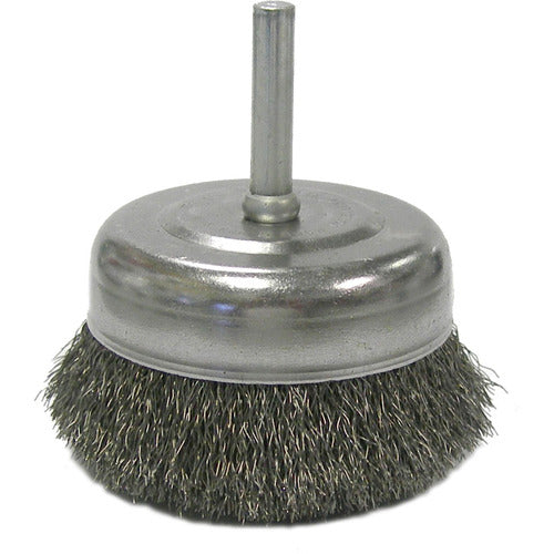 2-1/2″ Crimped Wire Utility Cup Brush, .008″ Steel Fill, 1/4″ Stem - Eagle Tool & Supply