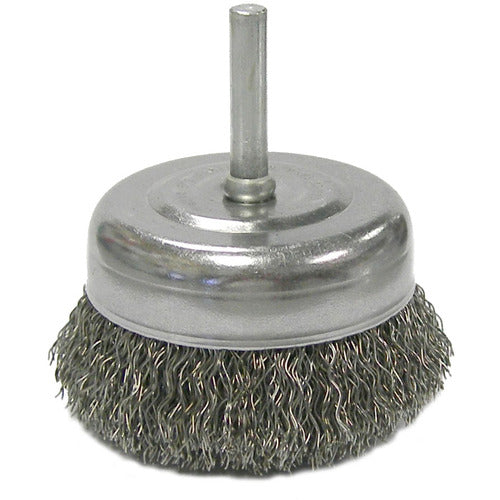 2-1/2″ Crimped Wire Utility Cup Brush, .014″ Steel Fill, 1/4″ Stem - Eagle Tool & Supply