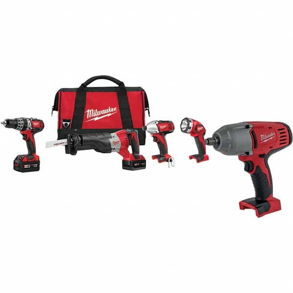 Milwaukee Tool - Cordless Tool Combination Kits Voltage: 18 Tools: 1/2" Hammer Drill; 1/4" Hex Impact Driver; Sawzall Reciprocating Saw - Eagle Tool & Supply