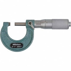 Mitutoyo - Mechanical Outside Micrometers Minimum Measurement (Decimal Inch): 0.0000 Maximum Measurement (Decimal Inch): 1.0000 - Eagle Tool & Supply