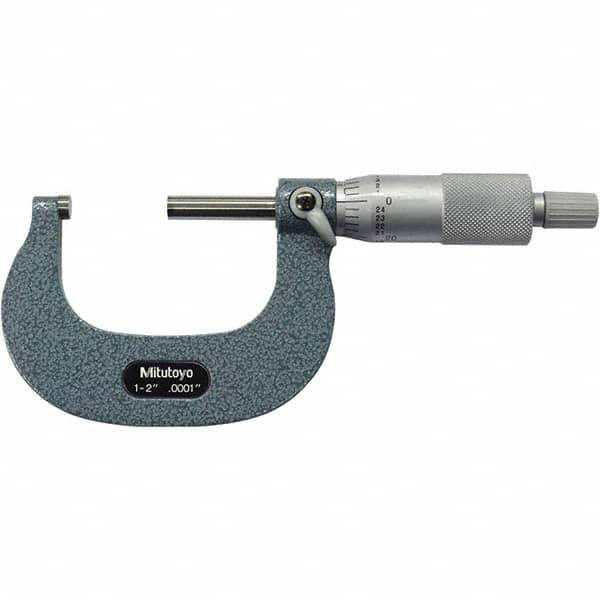 Mitutoyo - Mechanical Outside Micrometers Minimum Measurement (Decimal Inch): 1.0000 Maximum Measurement (Decimal Inch): 2.0000 - Eagle Tool & Supply