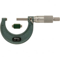 Mitutoyo - Mechanical Outside Micrometers Minimum Measurement (Decimal Inch): 1.0000 Maximum Measurement (Decimal Inch): 2.0000 - Eagle Tool & Supply