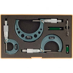 Mitutoyo - Mechanical Outside Micrometer Sets Minimum Measurement (Inch): 0 Maximum Measurement (Inch): 3 - Eagle Tool & Supply