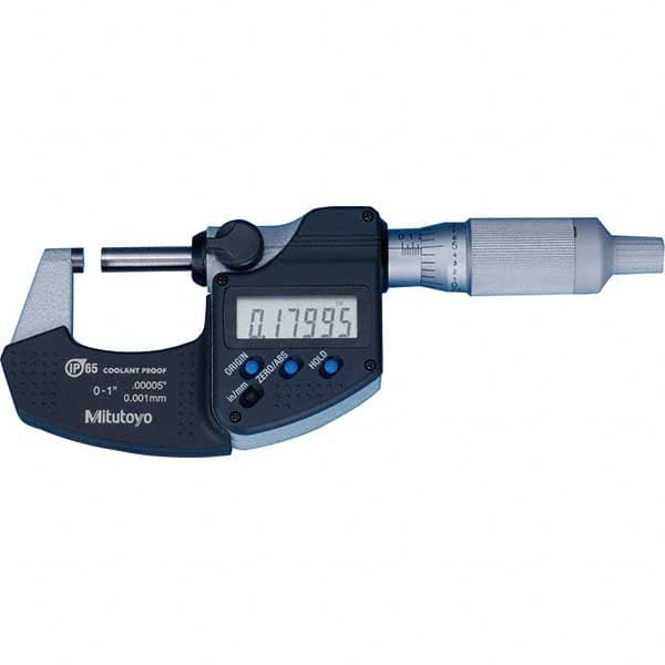 Mitutoyo - Electronic Outside Micrometers Type: Coolant-proof Minimum Measurement (Decimal Inch): 0.0000 - Eagle Tool & Supply