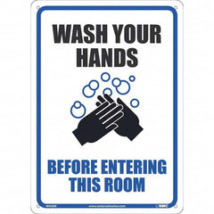 NMC - "Wash Your Hands Before Entering This Room", 10" Wide x 14" High, Rigid Plastic Safety Sign - Eagle Tool & Supply