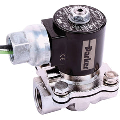 Parker - Solenoid Valves; Valve Type: 2-Way, 2 Position ; Port Size: 3/8 ; Maximum Working Pressure (psi): 250.000 ; Valve Unactuated State: Normally Closed ; Body Material: Stainless Steel ; Seal Material: FKM - Exact Industrial Supply