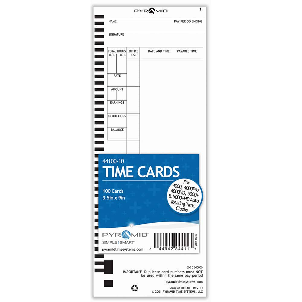 Pyramid - Time Cards & Time Clock Accessories For Use With: Pyramid Time Systems Time Clock models 4000, 400PRO, 4000HD, 400PROK, 5000, 5000HD Height (Inch): 4-5/16 - Eagle Tool & Supply