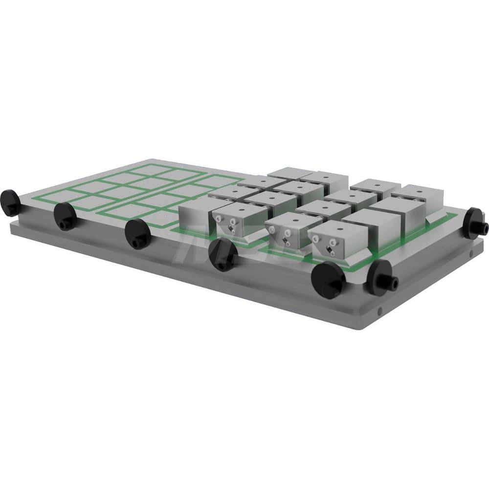 Electro-Permanent Magnetic Chucks; Shape: Rectangle; Length (Inch): 36; Width/Diameter (Inch): 22; Height (Inch): 2; Number of Poles: 96; Magnet Pole Type: Square; Pole Alignment: 2″ x 2″; Operating Frequency (Hz): 50/60; Clamping Force: 170 N/sq. cm