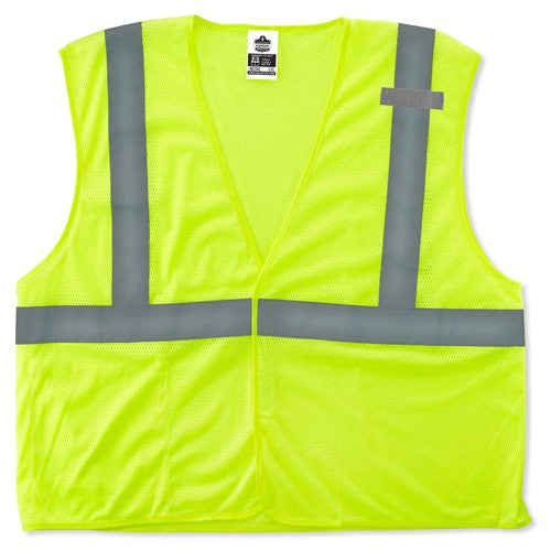 8210HL Econo Vest Lime L/ XL Hook & Loop Glowear - Eagle Tool & Supply