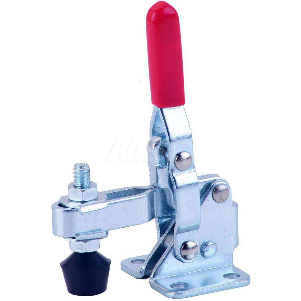 Manual Hold-Down Toggle Clamp: Vertical, 100 lb Capacity, U-Bar, Flanged Base 56 ° Handle Movement, 100 ° Bar Opening, Plastic