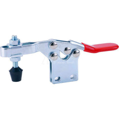 Manual Hold-Down Toggle Clamp: Horizontal, 500 lb Capacity, U-Bar, Straight Base 65 ° Handle Movement, 90 ° Bar Opening, Plastic