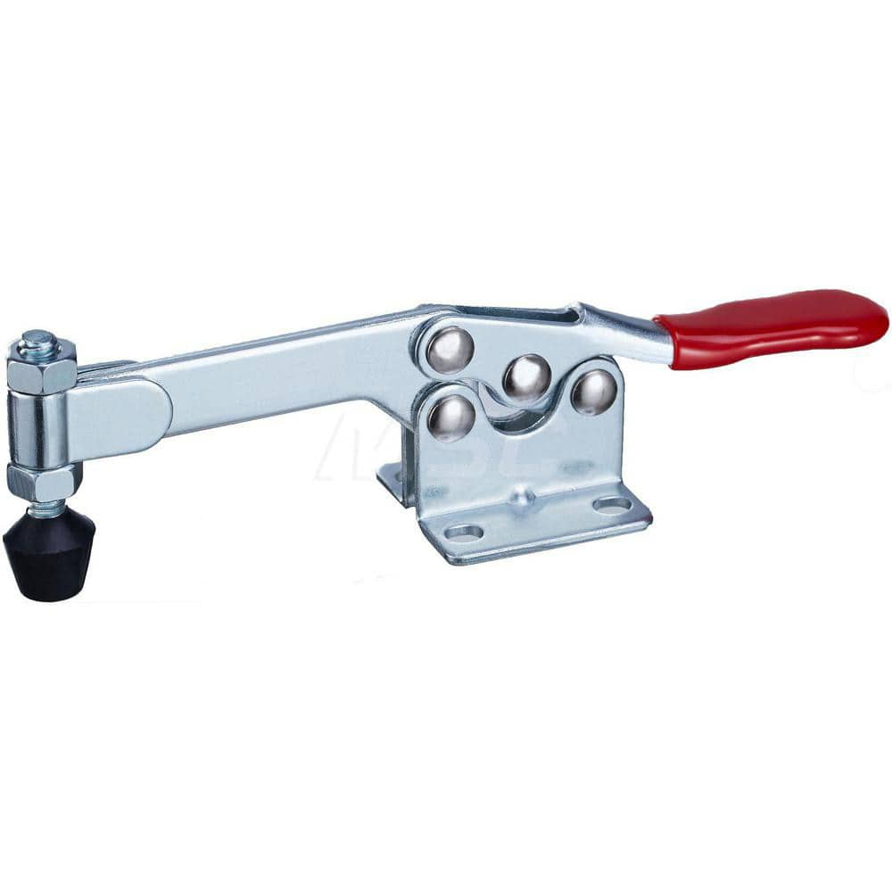 Manual Hold-Down Toggle Clamp: Horizontal, 200 lb Capacity, Solid Bar, Flanged Base 60 ° Handle Movement, 85 ° Bar Opening, Plastic