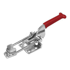 Pull-Action Latch Clamp: Vertical, 700 lb, U-Hook, Flanged Base 6.18″ OAL, Straight Handle, Stainless Steel