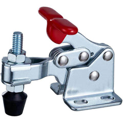 Manual Hold-Down Toggle Clamp: Horizontal, 300 lb Capacity, U-Bar, Flanged Base 170 ° Handle Movement, 90 ° Bar Opening, Plastic