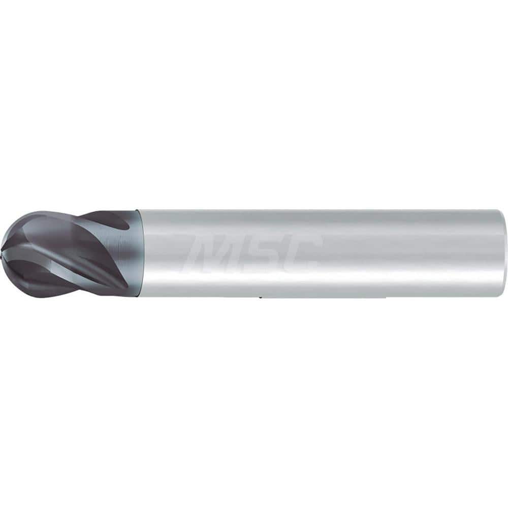 Ball End Mill: 0.3125″ Dia, 4 Flute, Solid Carbide 2″ OAL, 5/16″ Shank Dia, 35 & 38 ° Helix, AlCr Coated, Single End, Series 2919L