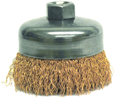 4" Crimped Wire Cup Brush - .020 Bronze; 5/8-11 A.H. - Non-Sparking Wire Wheel - Eagle Tool & Supply