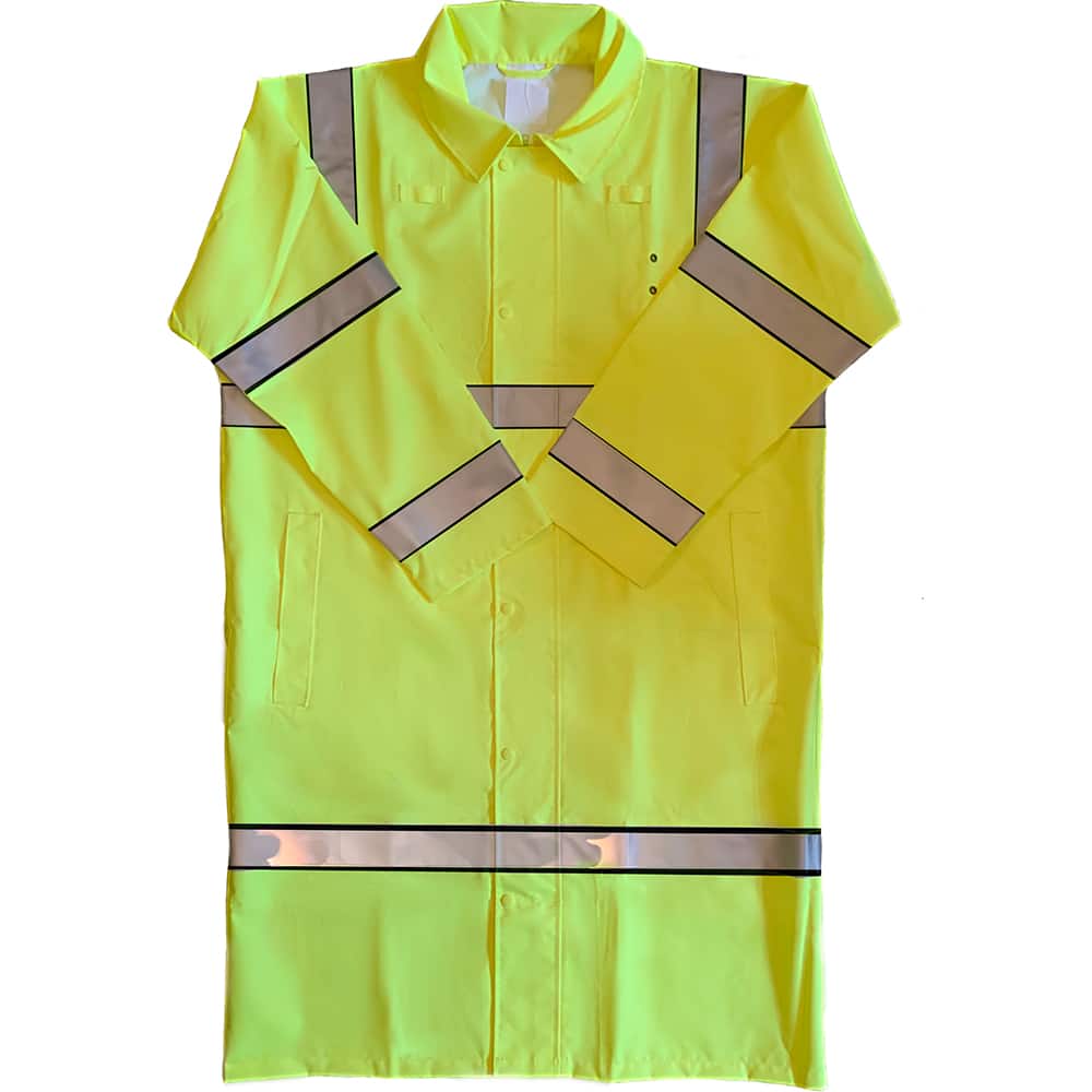 Louisiana Professional Wear - Rain & Chemical Wear; Garment Style: Coat ; Garment Type: Breathable; Hi-Visibility; Waterproof; Rain ; Material: Polyester/Polyurethane ; Size: X-Large ; Color: Fluorescent Yellow ; Certification Type: ANSI/ISEA 107-2015 Ty - Exact Industrial Supply