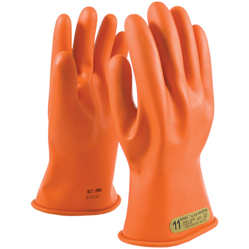 ‎147-00-11/11 - Novax - Natural Rubber Insulating Glove - Class 00 - 11″ - Orange - Straight Cuff - Exact Industrial Supply