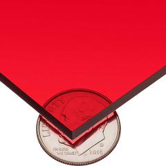 USA Sealing - Plastic Sheets; Material: Cast Acrylic ; Thickness (Inch): 1/8 ; Length (Feet): 1 ; Tensile Strength (psi): 10000 ; Color: Tinted Red ; Material Grade: Standard - Exact Industrial Supply