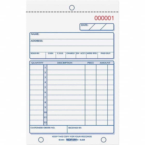 REDIFORM - Note Pads, Writing Pads & Notebooks Writing Pads & Notebook Type: Sales Order Book Size: 4-1/4 x 6-3/8 - Eagle Tool & Supply