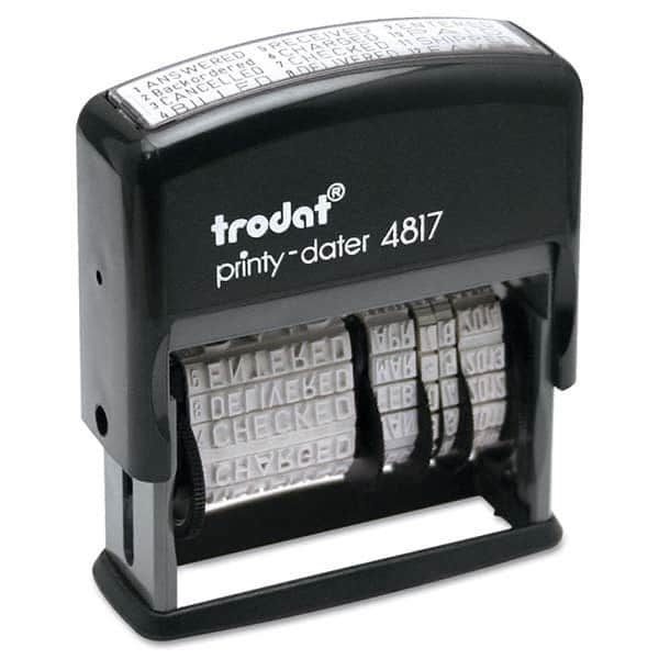 Trodat - Pre-inked Custom Stamps Type: Custom Stamp - 12 Message Dater Message: Date/Answered/Received/Entered/Backordered/Cancelled/Charged/PAID/Checked/Shipped/Billed/Delivered/Faxed - Eagle Tool & Supply