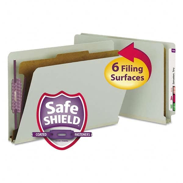 SMEAD - File Folders, Expansion Folders & Hanging Files Folder/File Type: Classification Folders with End Tab Fastener Color: Green - Eagle Tool & Supply