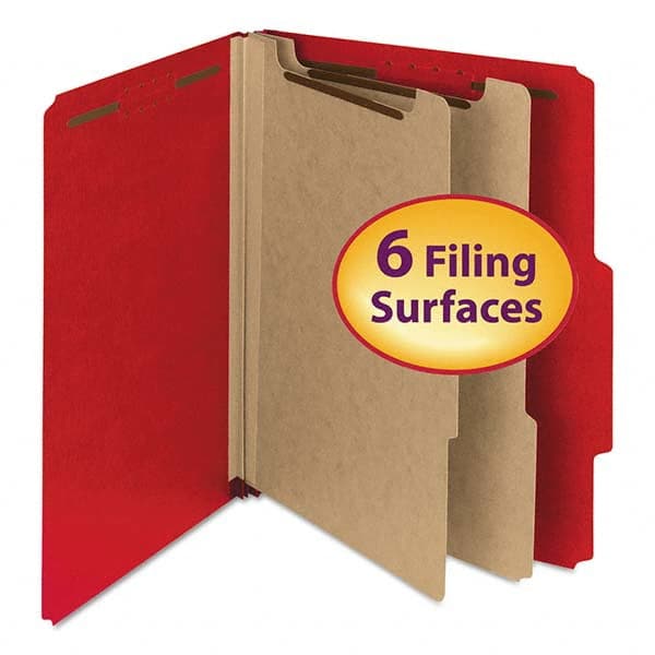 SMEAD - File Folders, Expansion Folders & Hanging Files Folder/File Type: Classification Folders with Tob Tab Fastener Color: Red - Eagle Tool & Supply