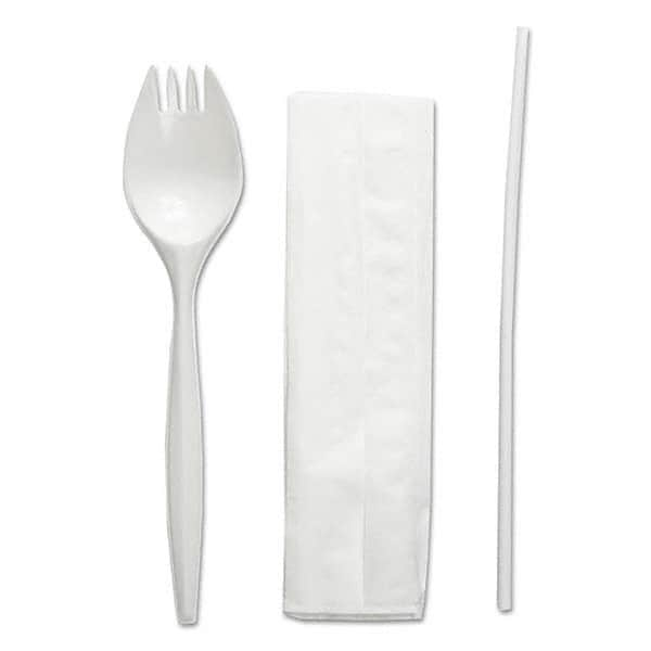 Boardwalk - School Cutlery Kit, Napkin/Spork/Straw, White, 1000/Carton - Eagle Tool & Supply