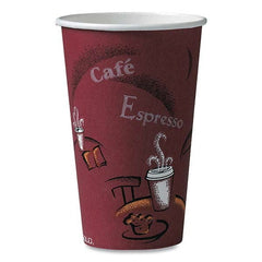 DART - Solo Bistro Design Hot Drink Cups, Paper, 16 oz, Maroon, 1000/Carton - Eagle Tool & Supply