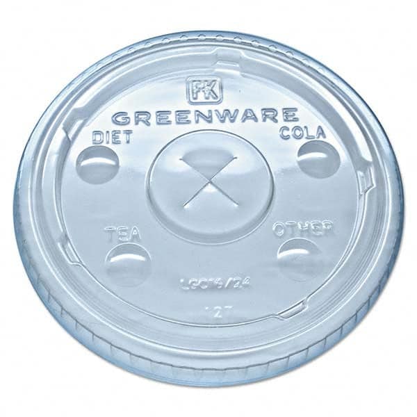 Fabri-Kal - Greenware Cold Drink Lids, Fits 16-18, 24 oz Cups, X-Slot, Clear, 1000/Carton - Eagle Tool & Supply