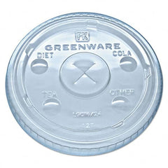 Fabri-Kal - Greenware Cold Drink Lids, Fits 16-18, 24 oz Cups, X-Slot, Clear, 1000/Carton - Eagle Tool & Supply