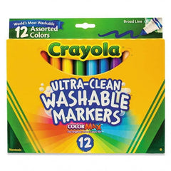 Crayola - Markers & Paintsticks Type: Washable Marker Color: Black; Blue; Blue Lagoon; Brown; Gray; Pink; Green; Orange; Red; Sandy Tan; Violet; Yellow - Eagle Tool & Supply