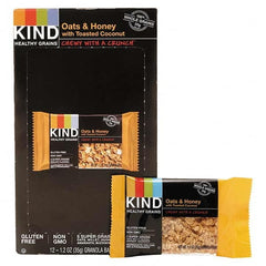 KIND - Snacks, Cookies, Candy & Gum Breakroom Accessory Type: Granola Bars Breakroom Accessory Description: Healthy Grains Bar, Oats and Honey with Toasted Coconut, 1.2 oz, 12/Box - Eagle Tool & Supply