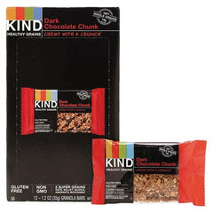 KIND - Snacks, Cookies, Candy & Gum Breakroom Accessory Type: Granola Bars Breakroom Accessory Description: Healthy Grains Bar, Dark Chocolate Chunk, 1.2 oz, 12/Box - Eagle Tool & Supply