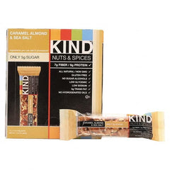 KIND - Snacks, Cookies, Candy & Gum Breakroom Accessory Type: Granola Bars Breakroom Accessory Description: Nuts and Spices Bar, Caramel Almond and Sea Salt, 1.4 oz Bar, 12/Box - Eagle Tool & Supply