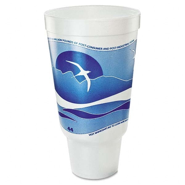 DART - Horizon Flush Fill Foam Cup, Hot/Cold, 44 oz, Ocean Blue/White, 15/Bag - Eagle Tool & Supply