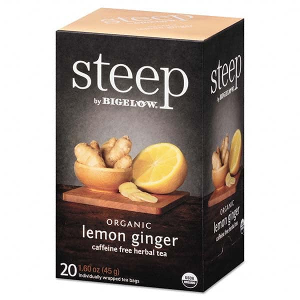 Bigelow - Coffee, Tea & Accessories Breakroom Accessory Type: Tea Bags Breakroom Accessory Description: Steep Tea, Lemon Ginger, 1.6 oz Tea Bag, 20/Box - Eagle Tool & Supply