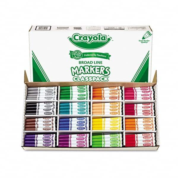 Crayola - Markers & Paintsticks Type: Marker Color: Black; Blue; Brown; Dolphin Gray; Flamingo Pink; Green; Iguana Green; Orange; Raspberry; Red; Royal Purple; Sandy Tan; Tiger Orange; Turquoise; Violet; Yellow - Eagle Tool & Supply