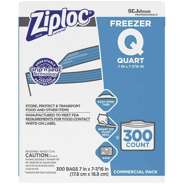 Ziploc - Reclosable Food & Sandwich Bags Volume Capacity: 1 Qt. Width (Inch): 7 - Eagle Tool & Supply