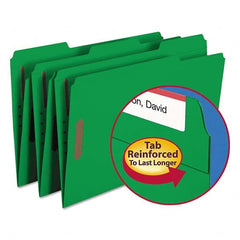 SMEAD - File Folders, Expansion Folders & Hanging Files Folder/File Type: File Folders with Top Tab Fastener Color: Green - Eagle Tool & Supply